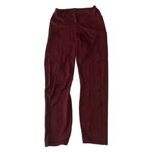 Fabletics Women's High Waisted Side Pockets 7/8 Leggings Wine Red Size Large NWT